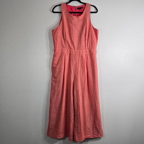 Banana Republic Pants - Banana Republic Jumpsuit Women Size 14 Coral Linen Sleeveless Wide Leg Resort